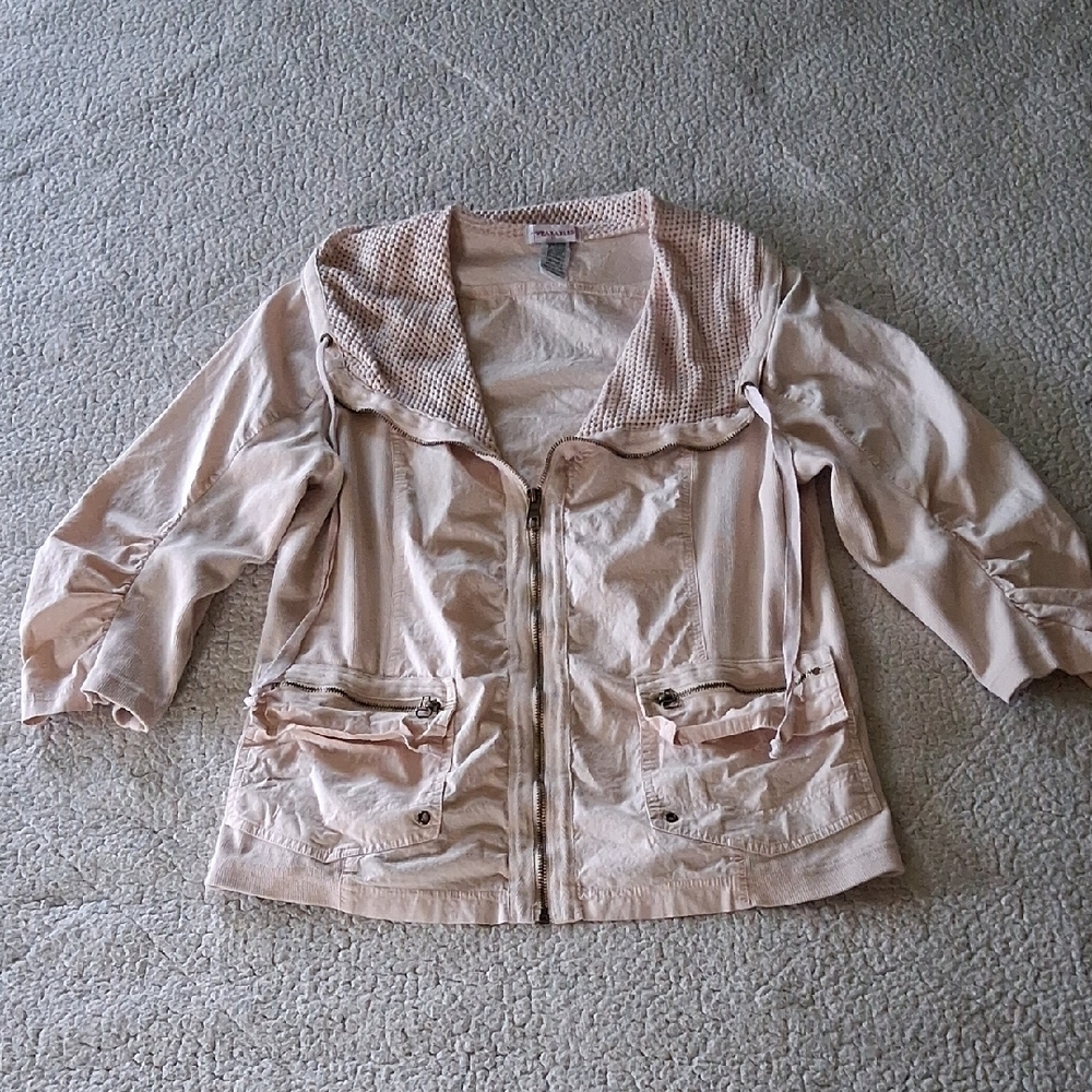 Wearables Pink Cotton Utility Jacket with Relaxed Silhouette Large